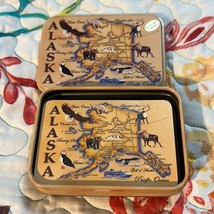Alaska Scenic Playing Cards Collector Tin Poker Casino Map of Alaska Souvenir